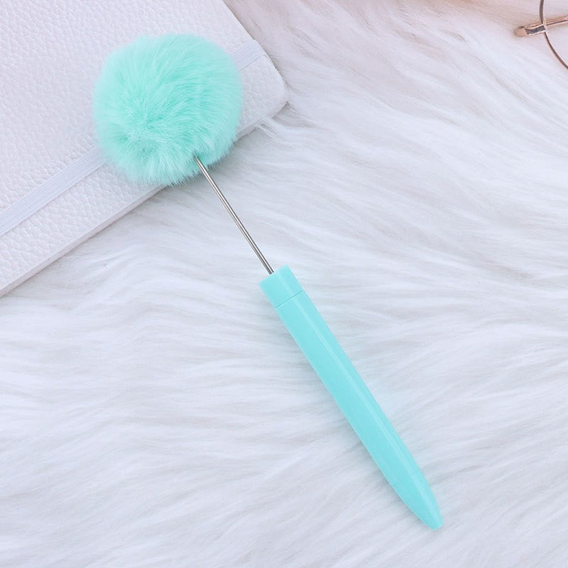 Wholesale New Style Fluffy Ball Beaded Pen Creative DIY Handmade Plastic Fluffy Ball Beaded Ballpoint Pen High Color Value Fluffy Pen Can be Wraped